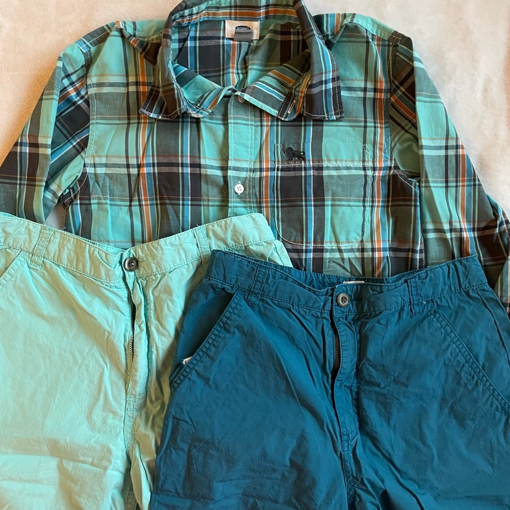 Plaid Shirt and Two Pairs of Shorts Set
